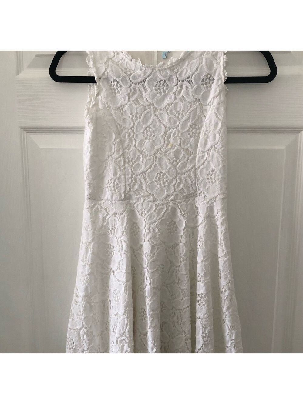 Girls' Size 7-8 White Lace A-Line Casual Summer Dress Lined Fit & Flare